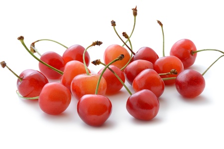 Cherries on white  background