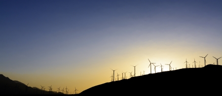 Wind farm at sunset. Palm Springs, California の写真素材