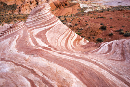 Fire Wave,  Desert landscape of sandstone formation in Valley of Fire State Park, Nevadaの写真素材
