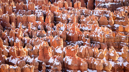 Hoodoos with snow, Bryce Canyon National Park, Utahの写真素材