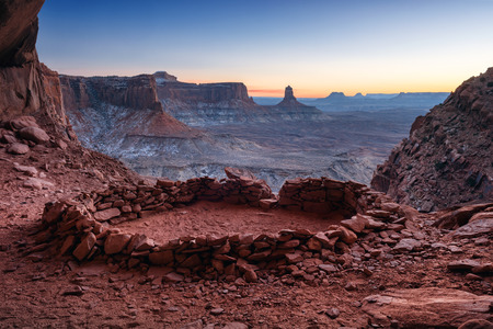 False Kiva Ancient Ruin in, Canyonlands National Park, Utahの写真素材