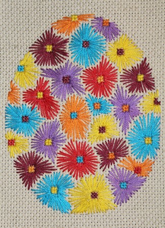 Embroidery  Big Easter Egg  with floral pattern- my own handmade work
