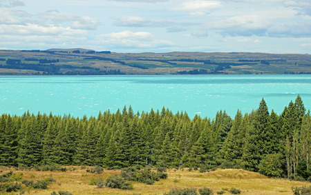 Glacial Lake Pukaki, New Zealandの写真素材