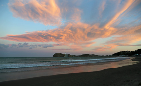 Sunset in Castlepoint, New Zealandの写真素材