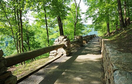 The trail in Hawks Nest SP, WVの写真素材