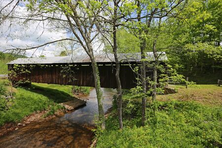 Covered bridge and Locust Creek, West Virginia