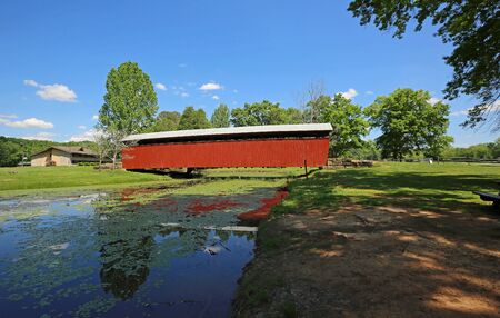 Landscape with Staats Mill covered bridge, 1887, West Virginia