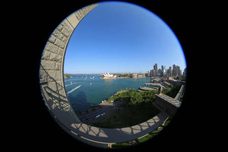 Fisheye view from Harbor Bridge, Sydneyのeditorial素材