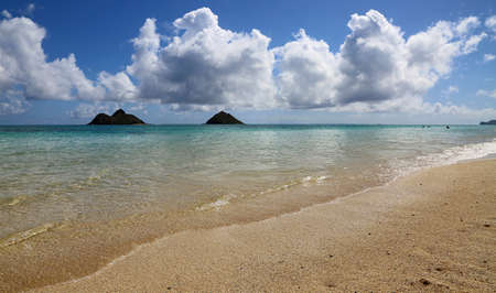 Lanikai Beach panorama, Oahu, Hawaiiの写真素材