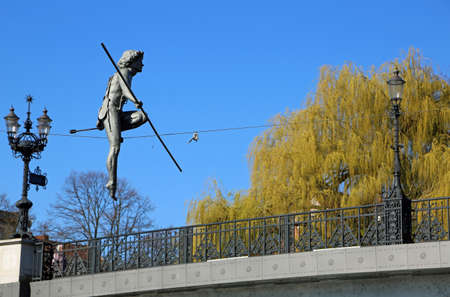 Scenery with Tightrope Walker - Bydgoszcz, Polandのeditorial素材
