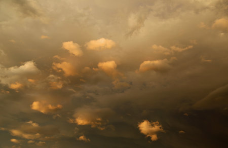 Yellow clouds at sunset - South Dakotaの写真素材