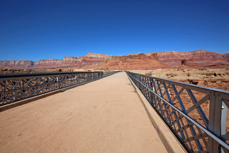 Walking pedestrian Navajo Bridge - Page, Arizonaの写真素材