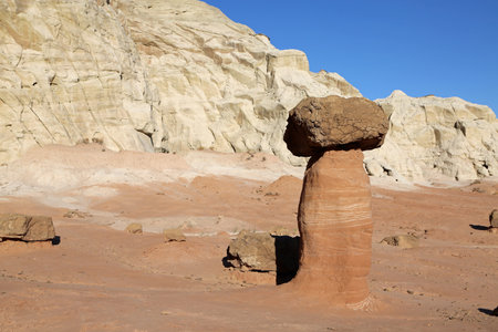 White cliffs and the hoodoo - Grand Staircase Escalante National Monument, Utahの写真素材