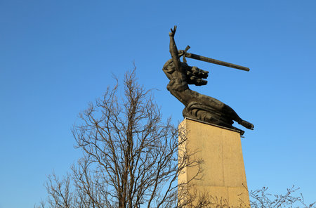Monument to the heroes of Warsaw - Warsaw Nike, Polandの写真素材
