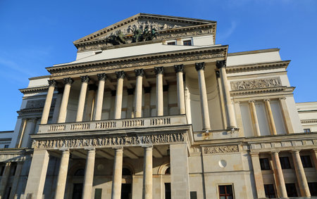 The front facade of The Grand Theatre - Warsaw, Polandの写真素材