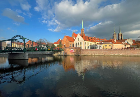 Tumski bridge and Ostrow Tumski - Wroclawの写真素材