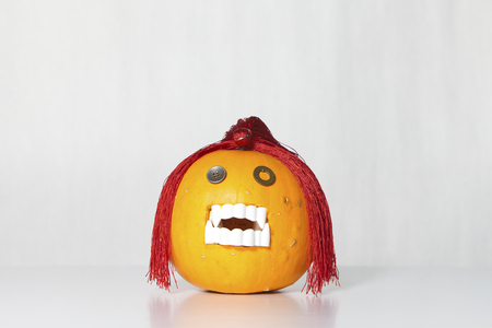 Ugly and funny pumpkin for halloweenの写真素材