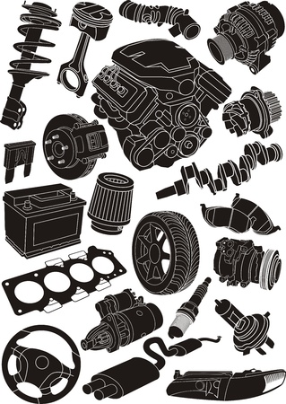 set of car part contoursのイラスト素材