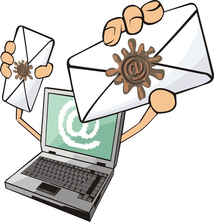 laptop witn lettersのイラスト素材