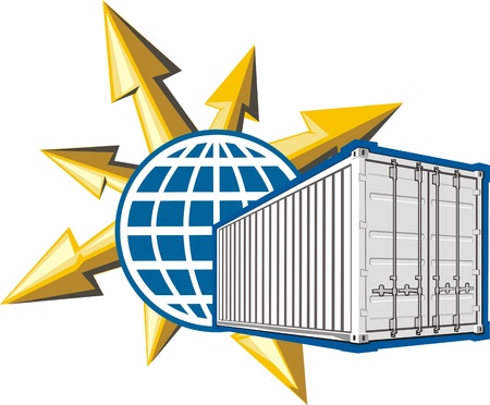 Cargo container on a compass backgroundのイラスト素材