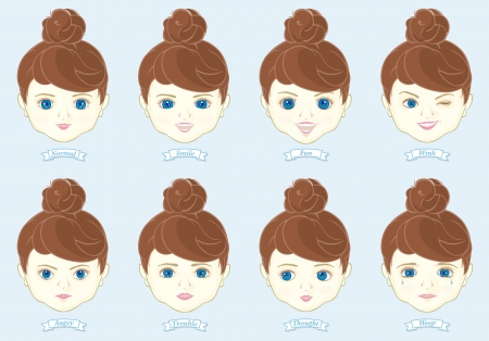 illustration of doll facesのイラスト素材