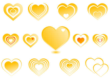 large collection of hearts, a gold-coloredのイラスト素材