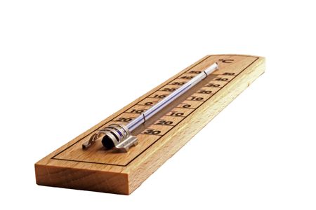 wood thermometer isolated on white background