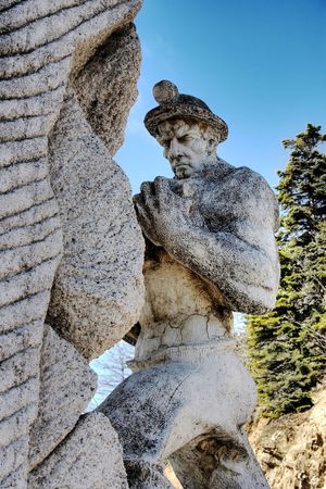 monument for the mine workers in Mavrovo, Macedoniaの写真素材