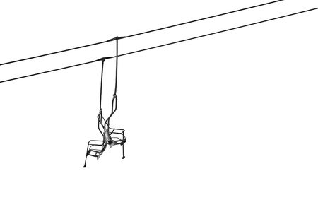 two chair lifts isolated on whiteの写真素材