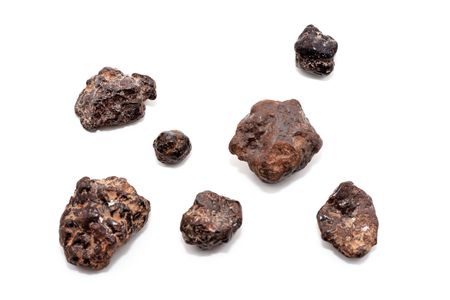 group of meteorite isolated on white backgroundの写真素材