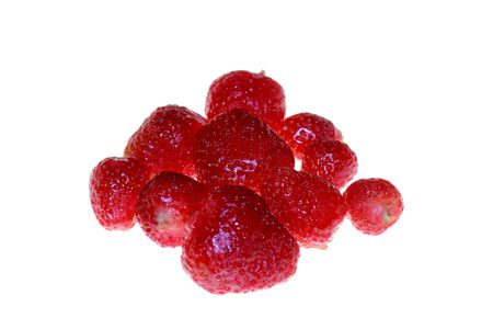 group of many fresh strawberries on white backgroundの写真素材