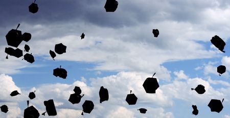 graduation - flying hats in the air