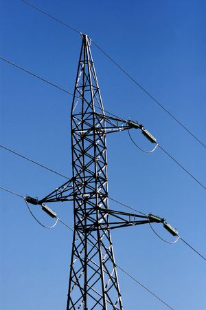 Landline - huge, high construction on sky blue background