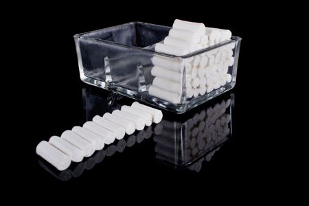 stomatology equipment, round white cotton barsの写真素材