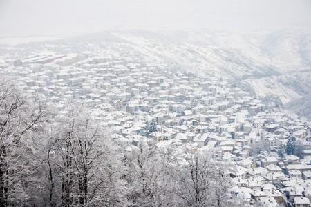 birds view of the town Krushevo, Macedonia