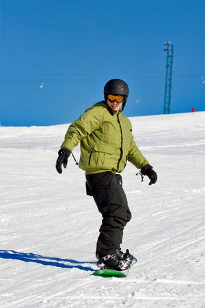 portrait of a boy snowboardingの写真素材