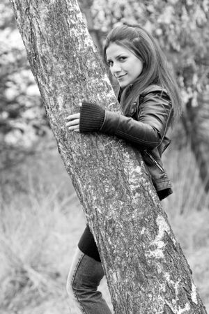 portrait of a girl in the parkの写真素材