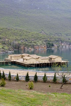 Prehistoric settlement, at Gradishte, near village Peshtani, at the Ohrid Lake, Macedoniaの写真素材