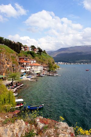 view of Ohrid, city of UNESCO, Macedoniaの写真素材
