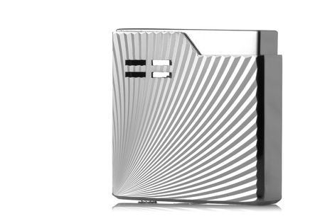 stylish metallic lighter isolated on white backgroundの写真素材
