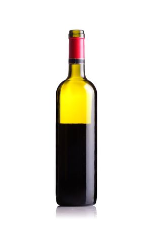 half empty red wine bottleの写真素材