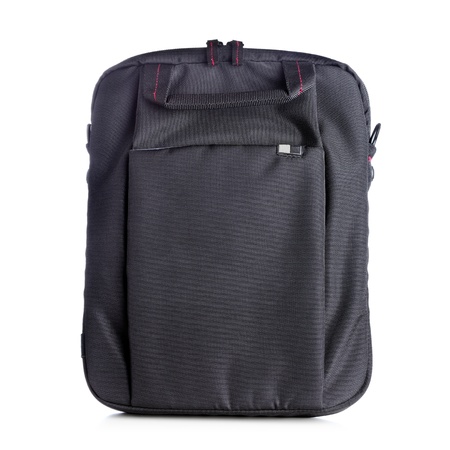 black netbook bag isolated on white backgroundの写真素材