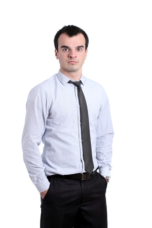 portrait of a young businessman isolated on white backgroundの写真素材
