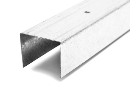 U shaped metal profile for drywall support isolated on white backgroundの写真素材