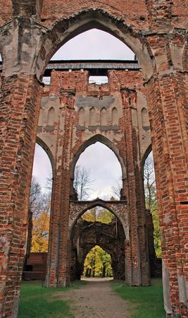Gothic church ruins in Tartu, Estoniaの写真素材