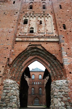 ancient church ruins in Tartu, Estoniaの写真素材