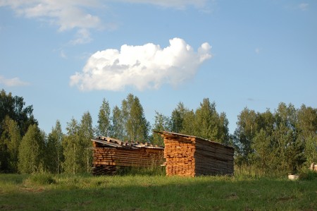 stack of wood outsideの写真素材