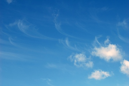 blue sky and lots small cloudsの写真素材