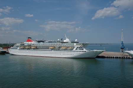 cruise ship in harbor. Tallinn, Estoniaの写真素材