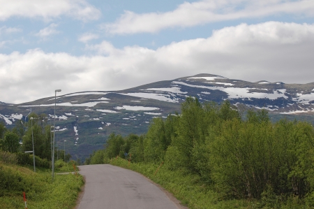 mountain with snow in Norwayの写真素材